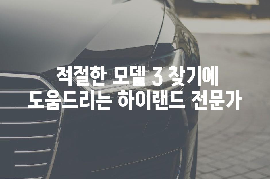  적절한 모델 3 찾기에 도움드리는 하이랜드 전문가