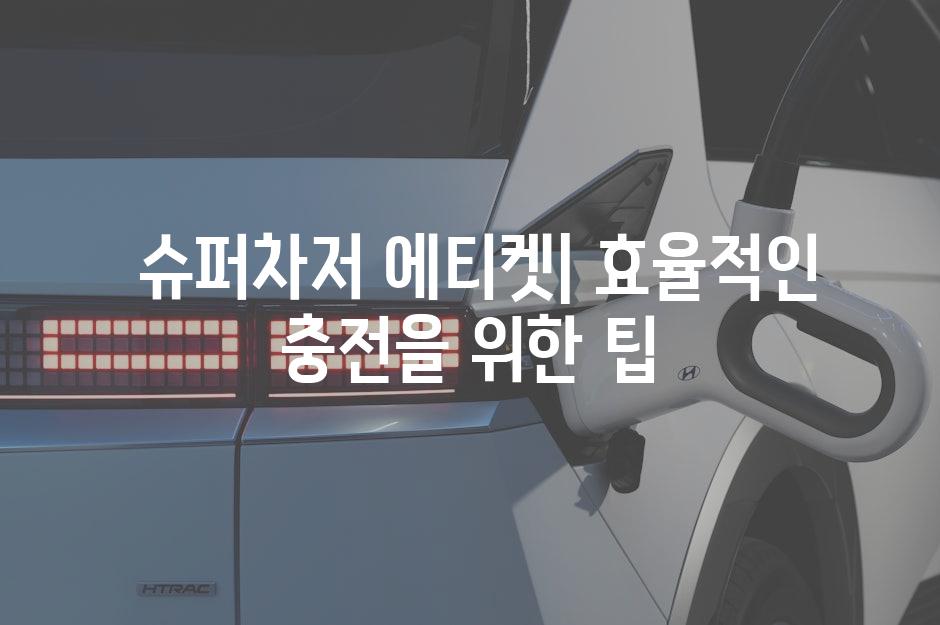  슈퍼차저 에티켓| 효율적인 충전을 위한 팁