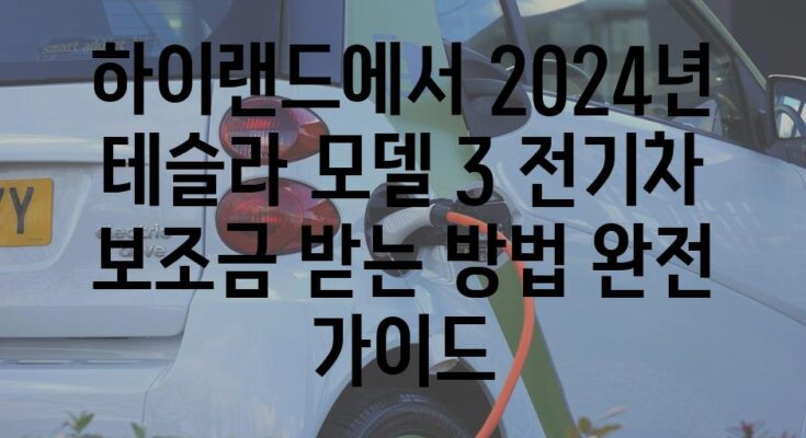 하이랜드에서 2024년 테슬라 모델 3 전기차 보조금 받는 방법 완전 가이드