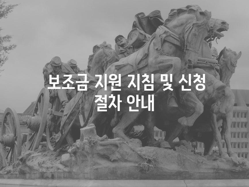  보조금 지원 지침 및 신청 절차 안내