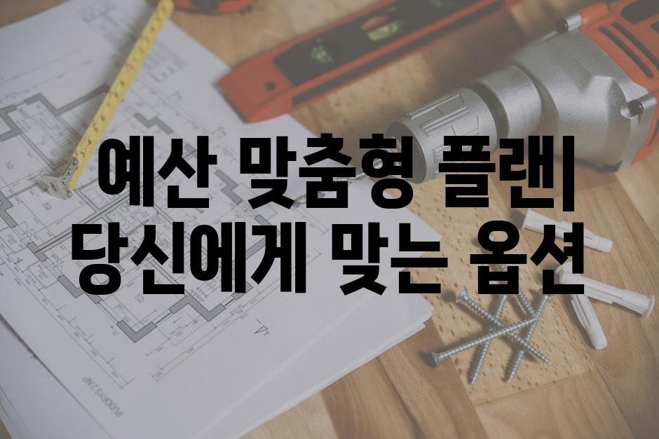  예산 맞춤형 플랜| 당신에게 맞는 옵션