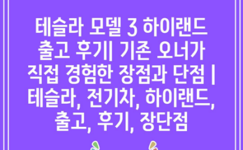 테슬라 모델 3 하이랜드 출고 후기| 기존 오너가 직접 경험한 장점과 단점 | 테슬라, 전기차, 하이랜드, 출고, 후기, 장단점