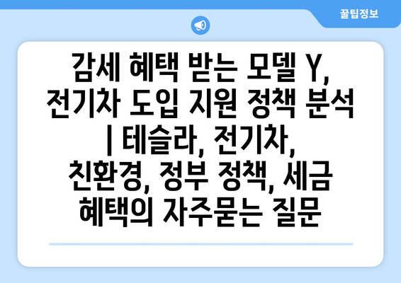 감세 혜택 받는 모델 Y, 전기차 도입 지원 정책 분석 | 테슬라, 전기차, 친환경, 정부 정책, 세금 혜택