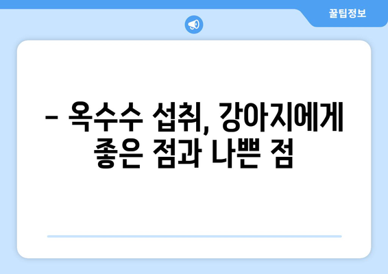 강아지 옥수수, 안전하게 먹이는 방법| 주의 사항 & 팁 | 강아지 간식, 옥수수 알레르기, 옥수수 섭취