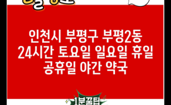 인천시 부평구 부평2동 24시간 토요일 일요일 휴일 공휴일 야간 약국