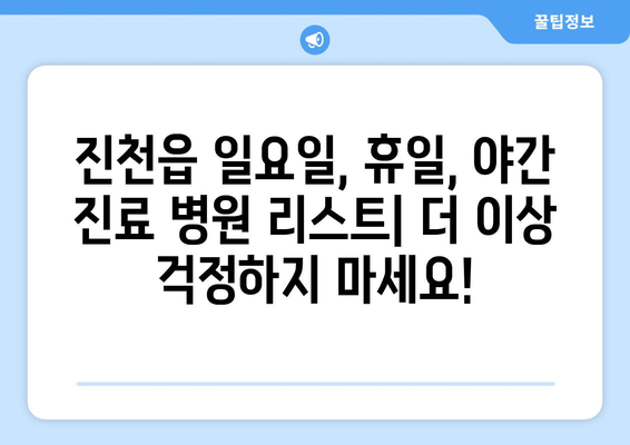 충청북도 진천군 진천읍 일요일 휴일 공휴일 야간 진료병원 리스트