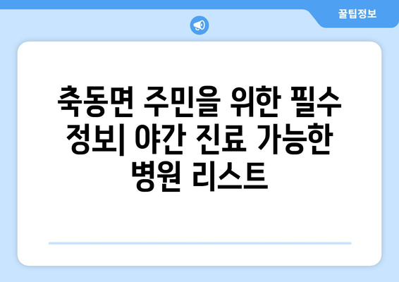 경상남도 사천시 축동면 일요일 휴일 공휴일 야간 진료병원 리스트