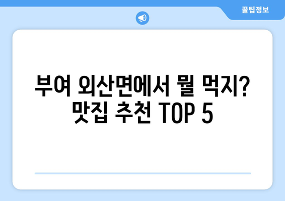 충청남도 부여군 외산면 점심 맛집 추천 한식 중식 양식 일식 TOP5