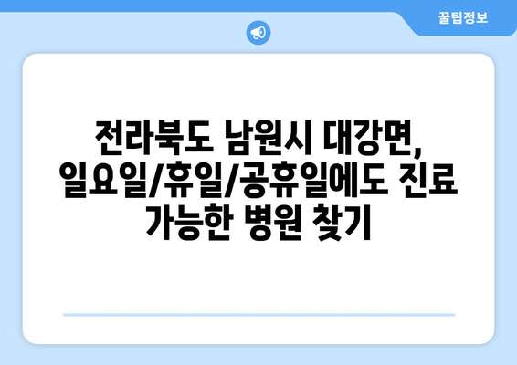 전라북도 남원시 대강면 일요일 휴일 공휴일 야간 진료병원 리스트