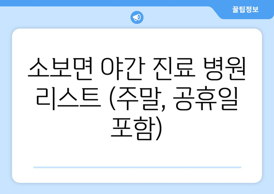 대구시 군위군 소보면 일요일 휴일 공휴일 야간 진료병원 리스트