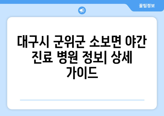 대구시 군위군 소보면 일요일 휴일 공휴일 야간 진료병원 리스트