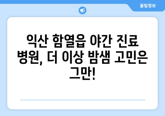 전라북도 익산시 함열읍 일요일 휴일 공휴일 야간 진료병원 리스트