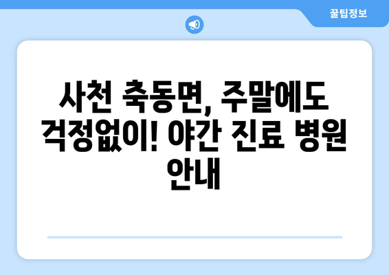 경상남도 사천시 축동면 일요일 휴일 공휴일 야간 진료병원 리스트