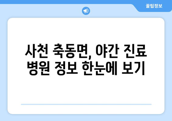 경상남도 사천시 축동면 일요일 휴일 공휴일 야간 진료병원 리스트