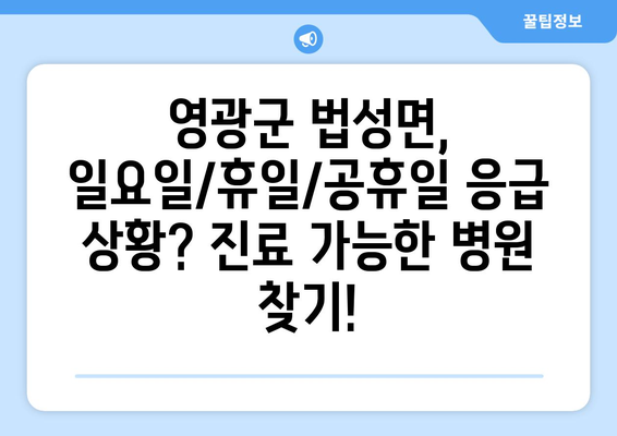 전라남도 영광군 법성면 일요일 휴일 공휴일 야간 진료병원 리스트