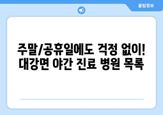 전라북도 남원시 대강면 일요일 휴일 공휴일 야간 진료병원 리스트