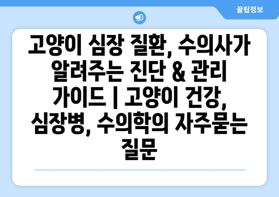 고양이 심장 질환, 수의사가 알려주는 진단 & 관리 가이드 | 고양이 건강, 심장병, 수의학