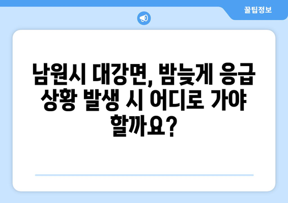 전라북도 남원시 대강면 일요일 휴일 공휴일 야간 진료병원 리스트