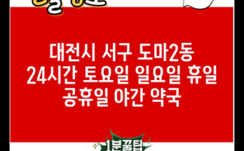 대전시 서구 도마2동 24시간 토요일 일요일 휴일 공휴일 야간 약국