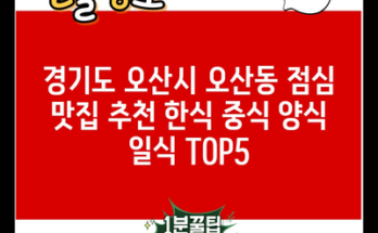 경기도 오산시 오산동 점심 맛집 추천 한식 중식 양식 일식 TOP5