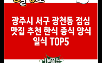 광주시 서구 광천동 점심 맛집 추천 한식 중식 양식 일식 TOP5