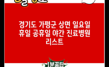 경기도 가평군 상면 일요일 휴일 공휴일 야간 진료병원 리스트