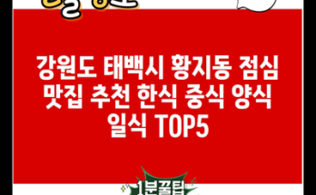 강원도 태백시 황지동 점심 맛집 추천 한식 중식 양식 일식 TOP5