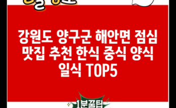 강원도 양구군 해안면 점심 맛집 추천 한식 중식 양식 일식 TOP5