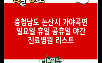 충청남도 논산시 가야곡면 일요일 휴일 공휴일 야간 진료병원 리스트