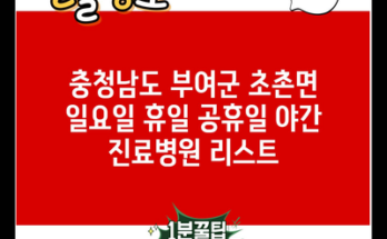 충청남도 부여군 초촌면 일요일 휴일 공휴일 야간 진료병원 리스트