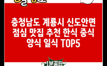 충청남도 계룡시 신도안면 점심 맛집 추천 한식 중식 양식 일식 TOP5