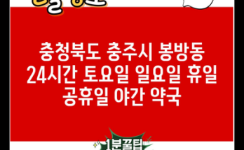 충청북도 충주시 봉방동 24시간 토요일 일요일 휴일 공휴일 야간 약국