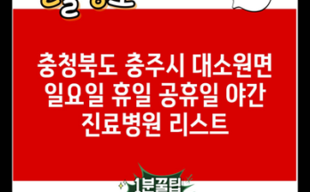 충청북도 충주시 대소원면 일요일 휴일 공휴일 야간 진료병원 리스트