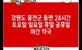 강원도 홍천군 동면 24시간 토요일 일요일 휴일 공휴일 야간 약국