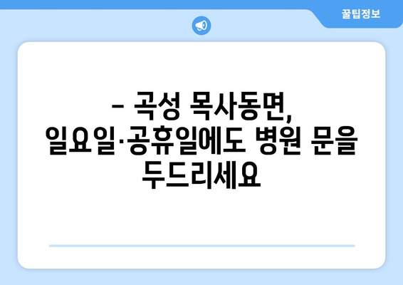 전라남도 곡성군 목사동면 일요일 휴일 공휴일 야간 진료병원 리스트