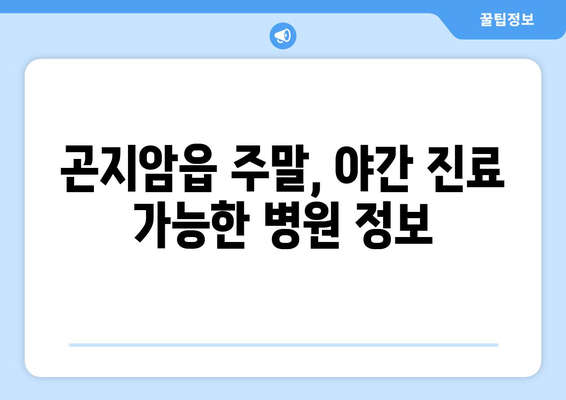 경기도 광주시 곤지암읍 일요일 휴일 공휴일 야간 진료병원 리스트