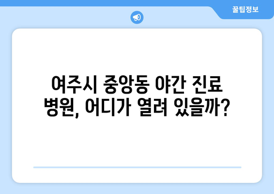 경기도 여주시 중앙동 일요일 휴일 공휴일 야간 진료병원 리스트