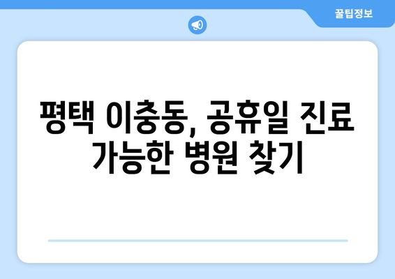 경기도 평택시 이충동 일요일 휴일 공휴일 야간 진료병원 리스트