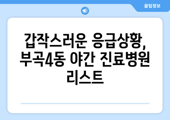 부산시 금정구 부곡4동 일요일 휴일 공휴일 야간 진료병원 리스트