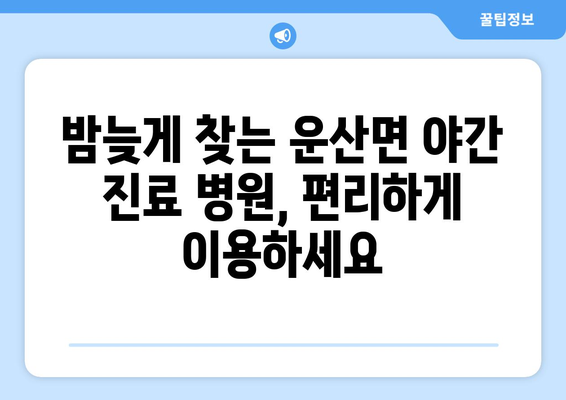 충청남도 서산시 운산면 일요일 휴일 공휴일 야간 진료병원 리스트