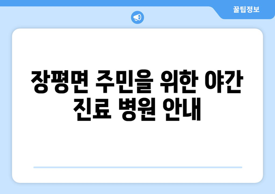 전라남도 장흥군 장평면 일요일 휴일 공휴일 야간 진료병원 리스트