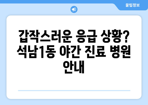 인천시 서구 석남1동 일요일 휴일 공휴일 야간 진료병원 리스트