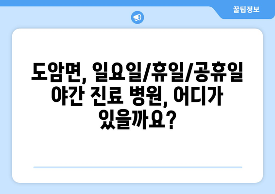 전라남도 화순군 도암면 일요일 휴일 공휴일 야간 진료병원 리스트