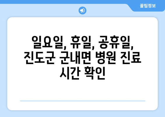 전라남도 진도군 군내면 일요일 휴일 공휴일 야간 진료병원 리스트