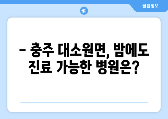 충청북도 충주시 대소원면 일요일 휴일 공휴일 야간 진료병원 리스트