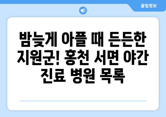 강원도 홍천군 서면 일요일 휴일 공휴일 야간 진료병원 리스트