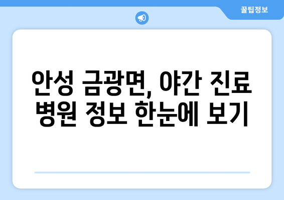 경기도 안성시 금광면 일요일 휴일 공휴일 야간 진료병원 리스트