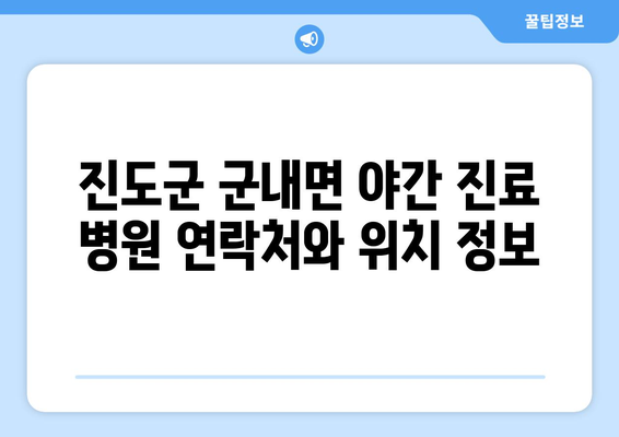 전라남도 진도군 군내면 일요일 휴일 공휴일 야간 진료병원 리스트