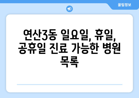 부산시 연제구 연산3동 일요일 휴일 공휴일 야간 진료병원 리스트