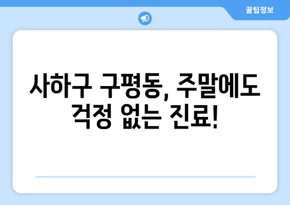 부산시 사하구 구평동 일요일 휴일 공휴일 야간 진료병원 리스트